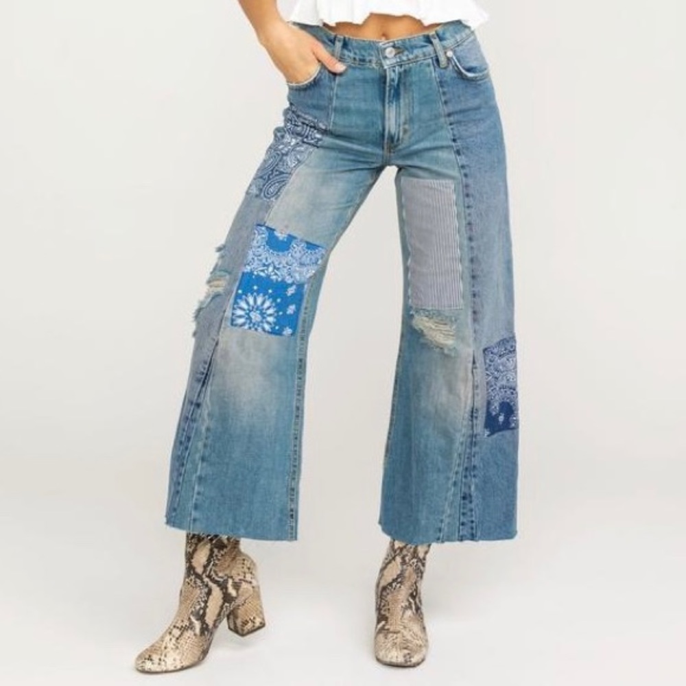 NEW Free People Patched Jeans (NWT)